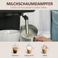 HOMCOM Espressomaschine Kaffeemaschine aus Edelstahl Siebträgermaschine mit Milchschäumer 1,5L Wassertank 15 Bar für Espresso Cappuccino Latte Milchkaffee 850 W(m-5)