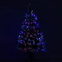 HOMCOM Weihnachtsbaum Christbaum Kunsttanne, 1,2 m, inkl. Ständer, bunte LED´s, Grün(m-5)