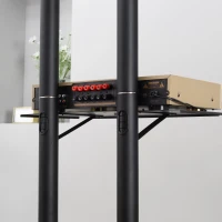 Mobilny stojak na telewizor HOMCOM na kółkach uniwersalny wózek na kółkach szafka pod telewizor z regulacją wysokości bardzo stabilny uchwyt stolik pod telewizor metal czarny 85,5 x 73 x 170 cm(m-5)