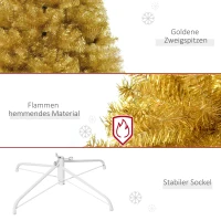 HOMCOM Künstlicher Weihnachtsbaum 1,8 m Christbaum Schnee einfacher Aufbau Tannenbaum 1000 Äste flammhemmend selbst aufblasend PET Stahl Gold Ø103 x 180 cm(m-7)