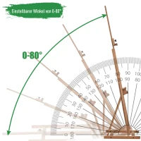 Vinsetto sztaluga blejtram sztaluga malarska regulacja wysokości i kąta ze schowkiem drewno bukowe naturalny 53 x 50,5 x 171–230 cm(m-6)