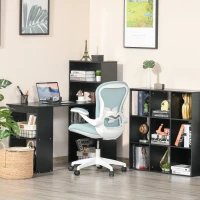 Vinsetto Bürostuhl mit Mesh-Gewebe Schreibtischstuhl Höhenverstellbarer Gaming-Stuhl Home-Office ergonomisches Design Schaumstoff Nylon Mesh Blau+Weiß 66 x 59 x 97-106,5 cm(m-2)