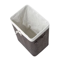 HOMCOM Wasmand waskist wasbox waskorf hoekig bamboe 72 l grijs(m-6)