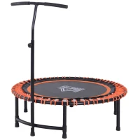 HOMCOM 45” Round Mini Trampoline Rebounder Indoor Outdoor Mini Jumper with Adjustable Handle Orange(m-11)
