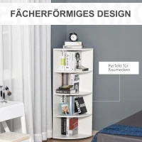 HOMCOM® REGAŁ NAROŻNY STOJĄCY PÓŁKOWY NA KSIĄŻKI DREWNIANY DEKORACYJNY Z 4 PÓŁKAMI biały(m-4)