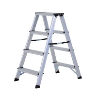 HOMCOM Trittleiter 4 Stufen | Aluminium | 81 x 42 x 72 cm | Silber(m-1)