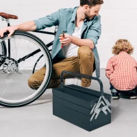 Skrzynka na Narzędzia DURHAND z 3 Poziomami i 5 Składanymi Przegrodami, Ciemnozielona(m-2)