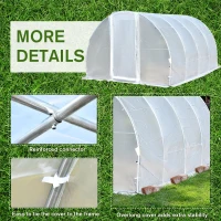Outsunny Walk-in Polytunnel Greenhouse Garden Planting Shed Clear PE Cover 25mm Diameter Galvanised Steel Frame, 4L x 3W x 2Hm(m-7)
