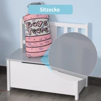 HOMCOM Speelgoedkist zitbank met opbergruimte kistbank massief houten poten grijs(m-6)