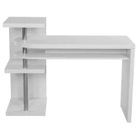 HOMCOM® Eckschreibtisch Computertisch PC-Schreibtisch mit Regal Bürotisch L/I-Form Weiß(m-7)