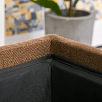 HOMCOM Sitzhocker mit Stauraum, Fußhocker, Polsterhocker, abnehmbarer Deckel, Bezug in Leinenoptik, 42 x 42 x 41 cm, Braun(m-9)