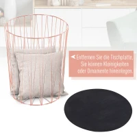 HOMCOM bijzettafel met opbergruimte 2-delige set metalen korf met houten afdekplaat nachtkastje roze goud Ø 40,7 x 49,5 cm Ø 33,8 x 40,8 cm(m-5)