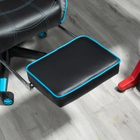 Vinsetto Gamingstuhl mit Kopfstütze Lendenkissen Bürostuhl mit Fußstütze höhenverstellbarer Schaumstoff Nylon Kunstleder Schwarz+Blau 72 x 77 x 128-138 cm(m-7)