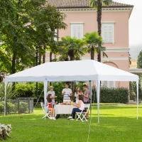 Outsunny Faltpavillon Pop-up Pavillon 6 x 3m Gartenzelt höhenverstellbar UV-schutz mit Tasche Metall-Verstrebungen Weiß(m-2)