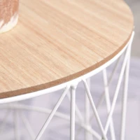 HOMCOM Set van 2 bijzettafels salontafel metalen mand rond opbergruimte(m-8)