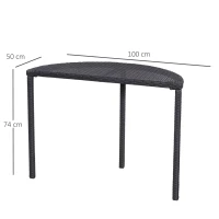 Outsunny® STÓŁ BALKONOWY OGRODOWY STOLIK KAWOWY MEBLE OGRODOWE PÓŁOKRĄGŁY polirattan czarny 100 x 50 x 74 cm(m-3)
