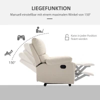 HOMCOM Liegesofa Relaxsessel Liegesessel TV Sessel Einzelsofa 150° neigbar Fernsehsessel Leinen 79 x 92 x 97 cm(m-4)