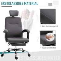 Vinsetto® Bürostuhl Ergonomischer PC Drehstuhl mit Fußstütze verstellbarer Kopfstütze Grau(m-4)