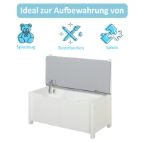 HOMCOM Speelgoedkist zitbank met opbergruimte kistbank massief houten poten grijs(m-5)