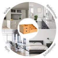 HOMCOM® ORGANIZER NA BIURKO POJEMNIK Z 2 SZUFLADAMI naturalny L33 x 20,5 x 15,5 cm (DxSxW)(m-7)