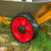 HOMCOM Kinderschubkarre Gartenset mit Schubkarre Metallschubkarre Kinder Kinderspielzeug Gartenwerkzeug mit Stauraum  Rollenspiel für Kinder 2-6 Jahre Stahl Kunststoff mehrfarbig 71 x 38 x 33 cm(m-9)