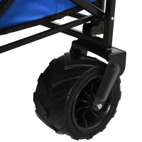 DURHAND® Bollerwagen Handwagen Gartenwagen mit Dach Faltbar extra Staubox Oxford Blau(m-11)