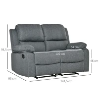 HOMCOM Doppelsofa Relaxliege Relaxsessel verstellbare Rückenlehnen Polyester Grau 141,5 x 95 x 94,5 cm(m-3)