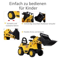 Koparka siedziskowa HOMCOM z wbudowanym schowkiem, dziecięca koparka do jazdy z klaksonem(m-5)