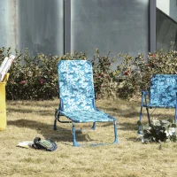 Outsunny Kinder Sonnenliege 180° verstellbar Strandliege Gartenliege Relaxliege Klappbar für 2-6 Jahre Metall Polyester Blau+Grün 118 x 40 x 24 cm(m-2)