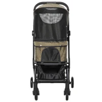 PawHut Hundewagen Hundebuggy Buggy für Hunde und Katzen Haustierwagen mit Klappfunktion Einkaufstasche Alu Braun 80 x 53 x 101 cm(m-8)