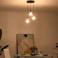 Lampa wisząca HOMCOM nowoczesne, geometryczne lampy wiszące, żyrandol, metal, kolor czarny Ø38 x wys. 145 cm(m-2)