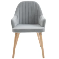 HOMCOM Esszimmerstühle, 2er Set, Küchenstuhl, Schaumstoff, Metall, Kautschuk, Hellgrau, 54,5 x 59 x 85,5 cm(m-4)