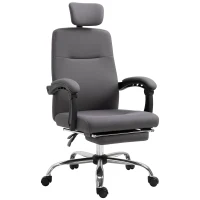 Vinsetto® Bürostuhl Ergonomischer PC Drehstuhl mit Fußstütze verstellbarer Kopfstütze Grau(m-1)