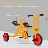 HOMCOM Dreiräder für 2 kinder 3-5 Jahre Kinder Laufrad mit großen Reifen Kinderfahrzeug Jungen Mädchen Stahl Kunststoff mehrfarbig 101 x 60 x 63 cm(m-6)