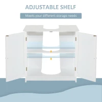 HOMCOM Under Sink Bathroom Storage Cabinet 2 Layers Vanity Unit Wooden - White(m-5)