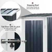 Outsunny Corrugated Steel Single Door Storage Garden Shed Outdoor Equipment Tool Sloped Roof - Grey(m-4)