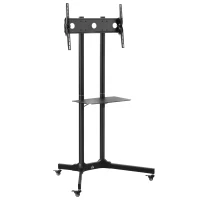 Mobilny stojak na telewizor HOMCOM na kółkach uniwersalny wózek na kółkach szafka pod telewizor z regulacją wysokości bardzo stabilny uchwyt stolik pod telewizor metal czarny 85,5 x 73 x 170 cm(m-1)