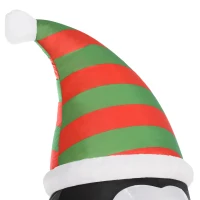 HOMCOM Aufblasbare Pinguin-Figur 2,43 m Weihnachtsdekoration mit Lichtern Weihnachten Dekoration automatisches Aufblasen wetterfest Polyester Weiß+Schwarz+Rot+Grün 130 x 75 x 243 cm(m-9)