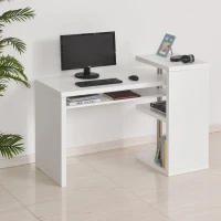 HOMCOM® Eckschreibtisch Computertisch PC-Schreibtisch mit Regal Bürotisch L/I-Form Weiß(m-2)