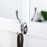 HOMCOM moderner Garderobenständer mit Bank Spiegel Kleiderbügel mit 3 Haken Aufbewahrungsschrank für Flur Schlafzimmer Wohnzimmer Weiß MDF 81 x 44,5 x 181 cm(m-9)