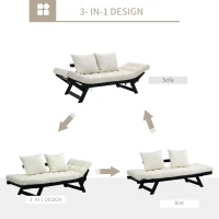 Sofa rozkładana 2-osobowa sofa z funkcją spania regulowana tkanina kolor kremowy(m-4)