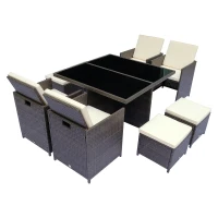 Outsunny komplet stół z krzesłami z technorattanu zestaw ogrodowy komplet 21 el. Brązowe aluminiowe meble ogrodowe(m-4)