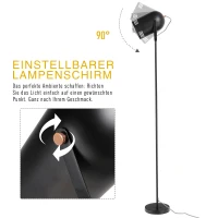 HOMCOM Stehleuchte Stehlampe E27-Fassung neben Sofa 90° verstellbar Metall Schwarz 25,5 x 20 x 155 cm(m-5)