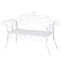 Outsunny Gartenbank 2-Sitzer Bank Sitzbank Parkbank Metall Gartenmöbel antik Weiß(m-1)