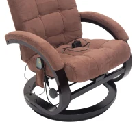 HOMCOM Massagesessel mit Wärmefunktion und Hocker | Kunstwildleder, Holz | 66,5 x 86 x 115 cm | Braun(m-8)