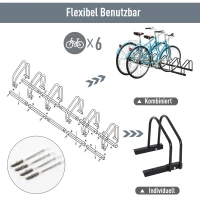 HOMCOM® STOJAK NA ROWERY 6-MIEJSCOWY czarny(m-5)