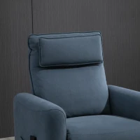 HOMCOM Aufstehsessel Fernsehsessel mit Aufstehhilfe elektrisch Liegefunktion Leinen-Touch Stahl Blau 85 x 89,5 x 105 cm(m-8)