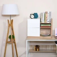 HOMCOM Schreibtisch Organizer Bücherregal Schreibtischregal 2 Schuhbladen Spanplatten MDF Home Office Küche Eingangsbereich Weiß 60 x 40 x 45 cm(m-6)