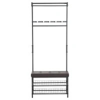 HOMCOM wieszak na ubrania ławka na ubrania z siedziskiem 2 metalowe stojaki na buty(m-4)