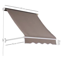 Outsunny Alu Markise Balkonmarkise Klemmmarkise Fallarmmarkise Fenster Sonnenschutz Braun 120 x 70 cm(m-3)